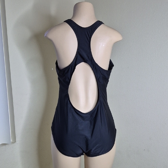 Black One Piece Swimwear with Racerback Design - Picture 3 of 4